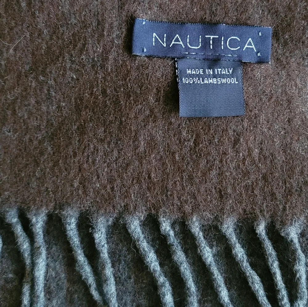 Nautica Lambswool  Mens winter Scarf Brown and Grey